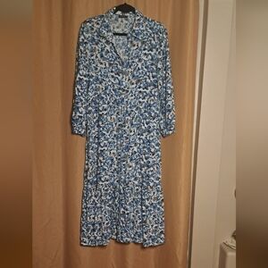 Floral Blue Button Down Dress